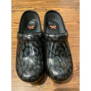 Dansko XP Irridescent Leopard Clogs, size 37 (women's 7)